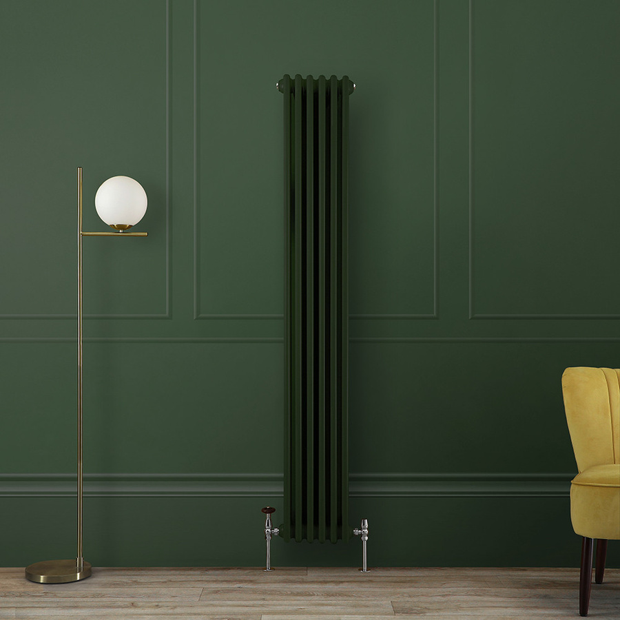 Regent Gliederheizkörper 2-säulig vertikal aus Stahl, Farbe: Grün, Höhe: 180 cm, Breite: 29 cm - Bild 1