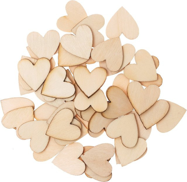 Rico Design Holzstreu Herz in Natur und Beige für deine Hochzeit, 48 Stück - Bild 1