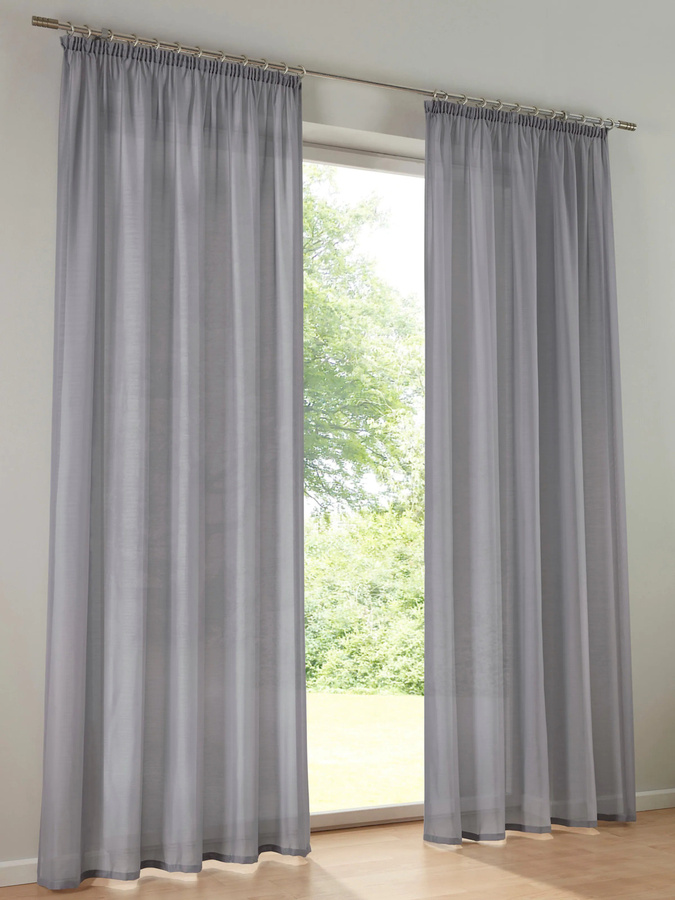 Dekostore Stoffpaneel aus Polyester in Transparent/Silber/Grau, Breite: 140 cm, Höhe: 175 cm - Bild 1
