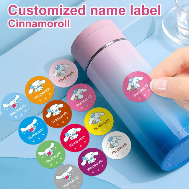 Personalisierte Cinnamoroll Namensaufkleber von Joytop in Multicolour für die Schule - Bild 1