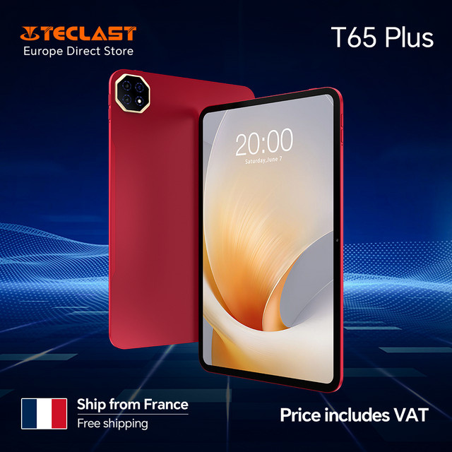 Teclast T65 Plus Android 15 Tablet mit 13,4 Zoll 120 Hz IPS Display, 20 GB RAM, 256 GB ROM, 10000 mAh Akku, Dual 4G LTE, GPS und 13 MP AI-Kamera, Rot - Bild 1