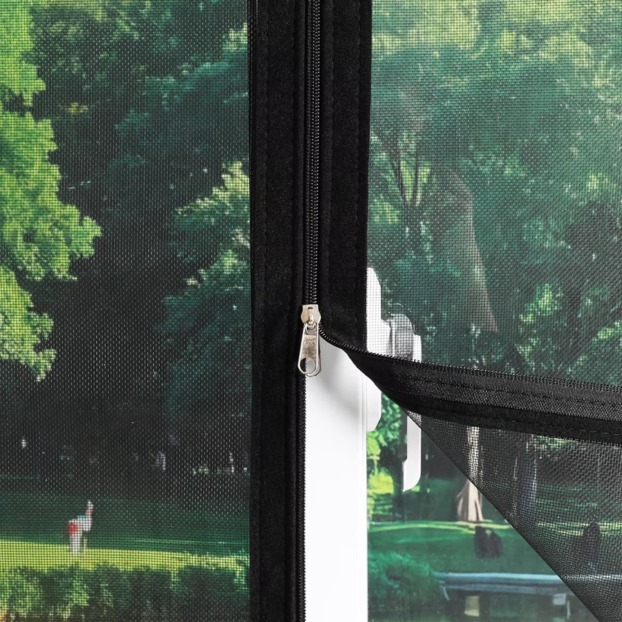 TranquilTouch Insektenschutz Netz für Fenster in Schwarz, selbstklebend und wiederverwendbar mit Reißverschluss, Breite: 140 cm, Höhe: 60 cm - Bild 4