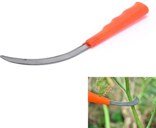 Houspace Gartenwerkzeug-Set aus Stahl in Orange mit Machete, Hakenmesser und Drahtverschluss - Bild 1