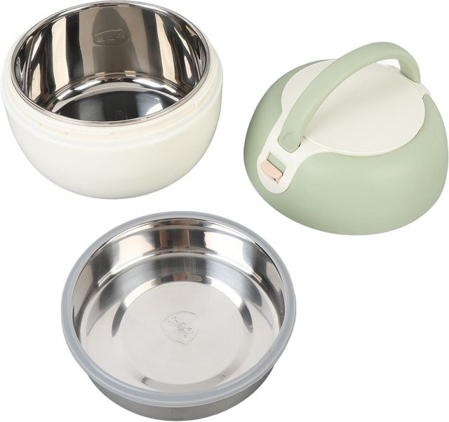 CosyHome Vakuumisolierte Lunchbox aus 304 Edelstahl mit Trennfächern, auslaufsicher und tragbar, Farbe: Green Beige - Bild 1