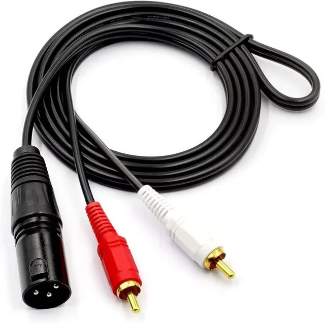 HUALIWEN XLR auf Dual RCA Audiokabel Set, XLR-Stecker auf Dual Lotus One Point Two Mixer-Kabel, Schwarz - Bild 1