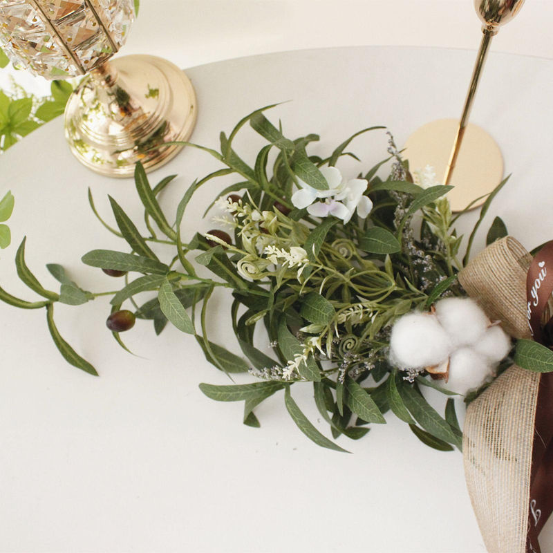 Tooarts Künstliche Olivenzweige und Baumwollkranz in Beige und Grün als Dekorative Blumen für Hochzeit und Landhaus-Stil - Bild 7