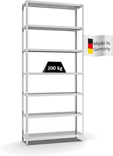 PROREGAL Fachbodenregal Medium-Duty Grundregal mit 7 Ebenen, Lichtgrau, H x B x T: 300 x 130 x 40 cm - Bild 1