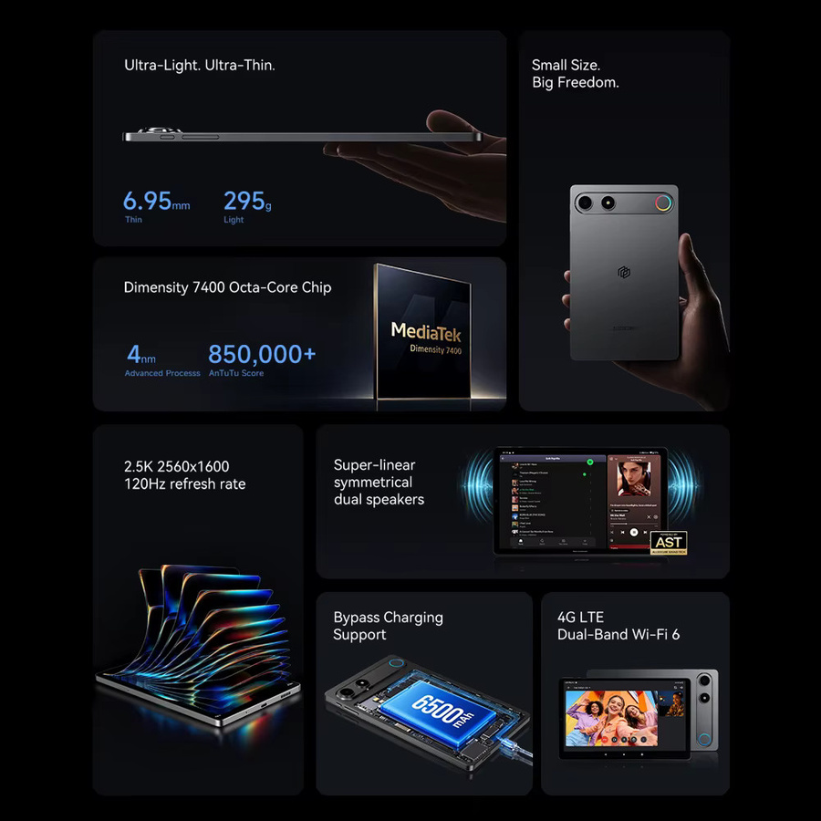Alldocube iPlay 80 mini Turbo Tablet mit 8,8 Zoll 2,5K 120Hz Display, Dimensity 7400, 16GB RAM, 128GB ROM, Android 16 und 4G LTE - Bild 2