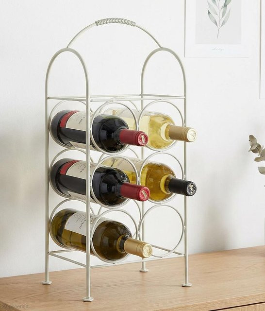 Weinregal aus Metall in Weiß im Vintage-Stil für 6 Flaschen als Standregal - Bild 1