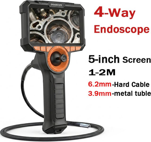 LAFOCH Industrie-Endoskop mit 5 Zoll HD-Bildschirm, 720-Grad-Allrichtungs-Lenkung, 3,9/6mm Boreskop für Auto- und Rohrinspektion, Schwarz - Bild 1