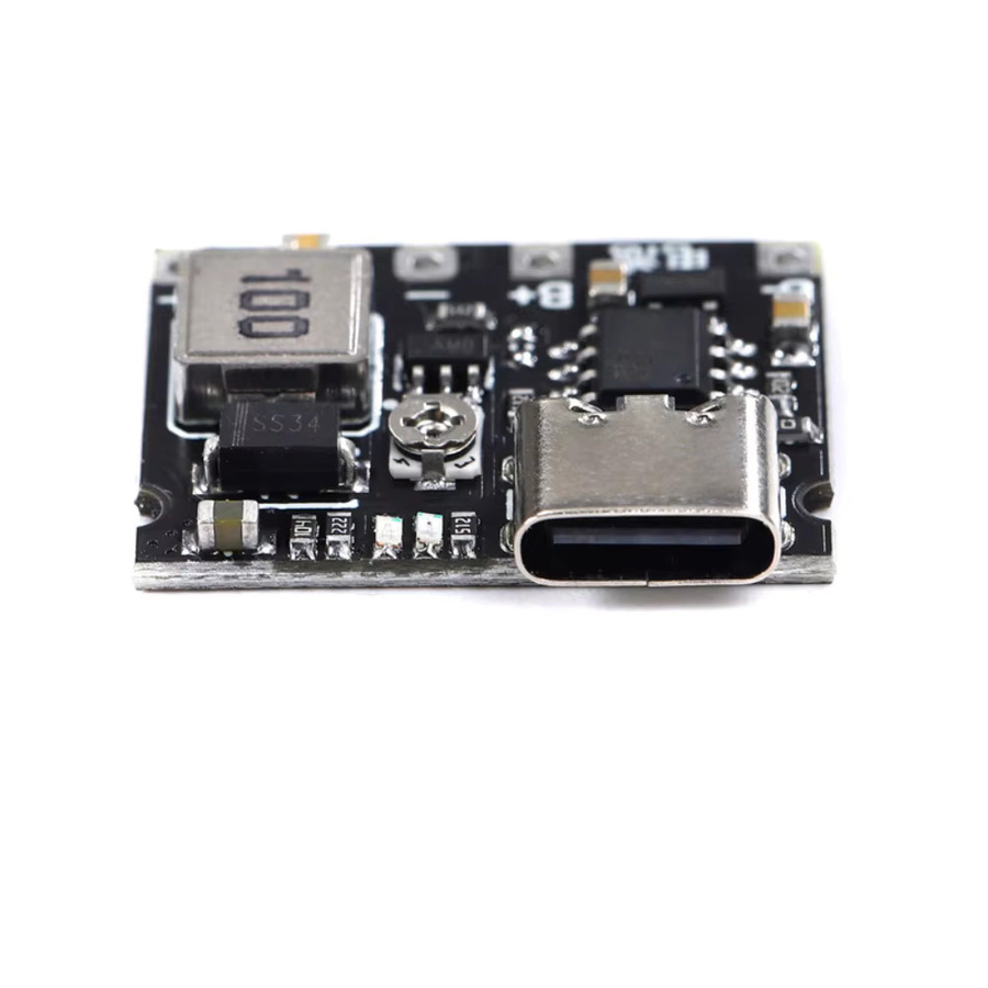 GXTH TP4056 Lithium-Ionen Akku-Ladeplatine mit USB-C Anschluss und DC-DC Step-Up Boost Modul, Schwarz - Bild 3