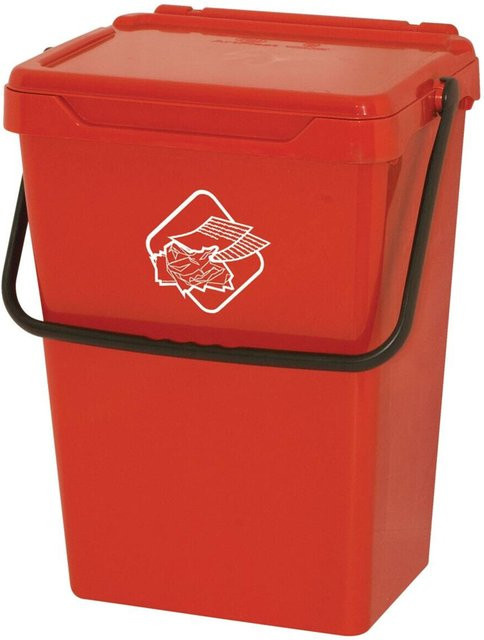 Eco-Logico Eimer in Rot aus Polypropylen mit Deckel und Griffen, B/H/T: 30,5 x 51 x 40 cm - Bild 1