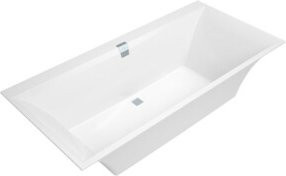 Villeroy & Boch Rechteck-Badewanne Squaro Edge 12 Duo in Weiß mit mittig liegendem Ablauf, B/T: 190 x 90 cm - Bild 1