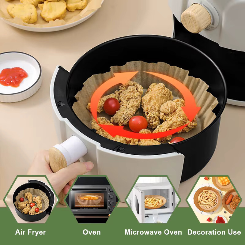 TINTON LIFE Einweg Papier Liner für die Heißluftfritteuse, rund, non-stick, braun, Durchmesser: 16 cm - Bild 5