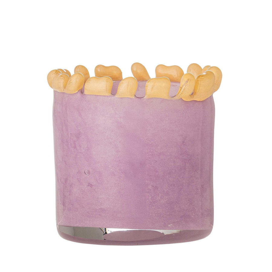 Bloomingville Teelichthalter Edger aus Glas in Lila mit Golddetails, Höhe: 8,5 cm, Breite: 11,0 cm, Tiefe: 8,5 cm - Bild 1