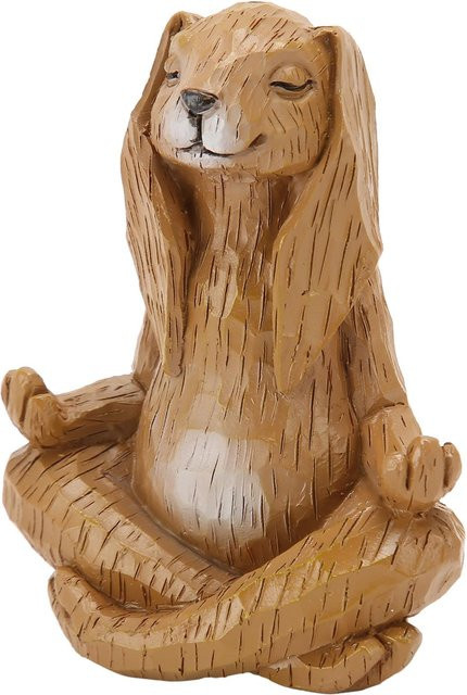 Meditierende Hasenstatue von GoolRC in Braun als niedliche Tierform Skulptur aus Harz für dein Wohnzimmer - Bild 1