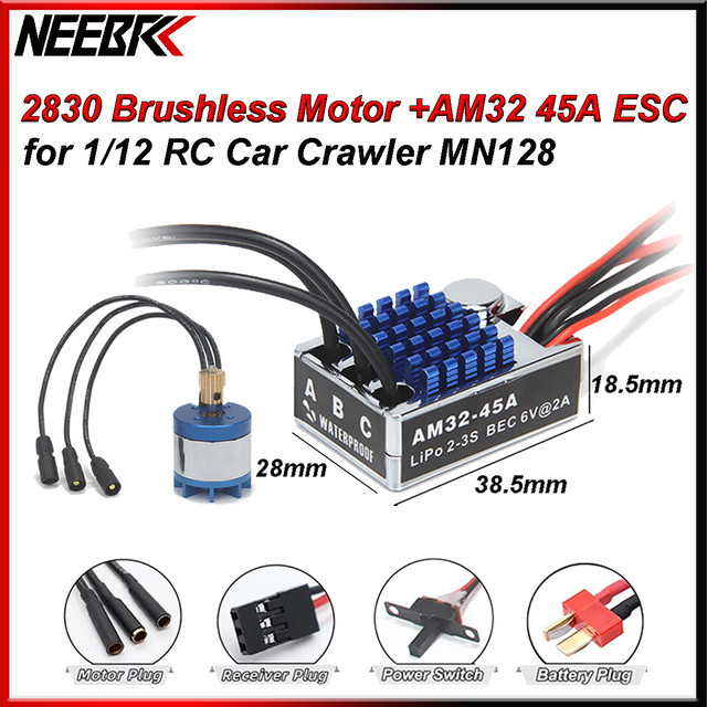 NEEBRC 2830 2400KV Outrunner Bürstenloser Motor, AM32 45A T Stecker ESC MN128 Power Upgrade Kit, Zubehör - Bild 1