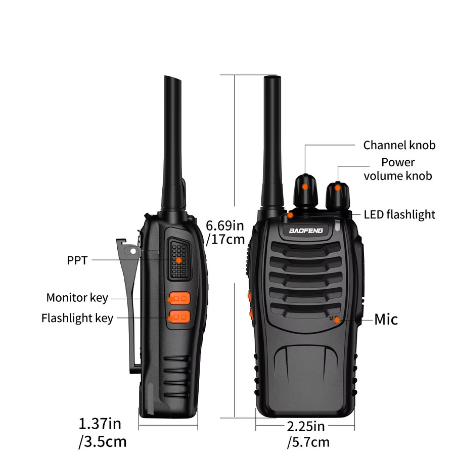 2er Set Baofeng BF-888S Plus Handfunkgeräte in Schwarz mit 3-5 km Reichweite und UHF 400-470 MHz - Bild 3