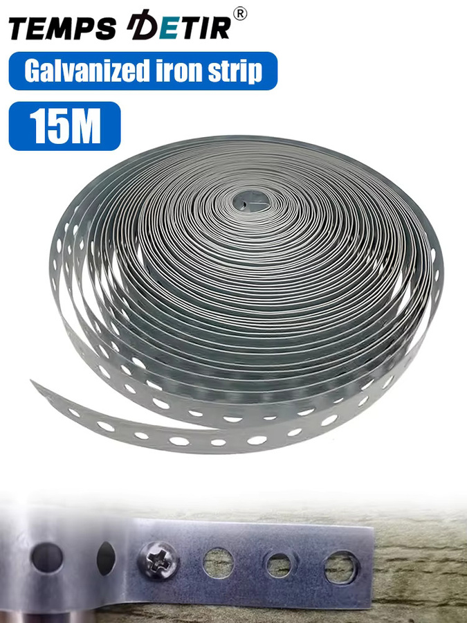 Verzinktes Metallband TEMPS DETIR, 15 m x 18 mm, vorgestanztes Metallband zur Rohrhalterung und Aufhängung - Bild 6