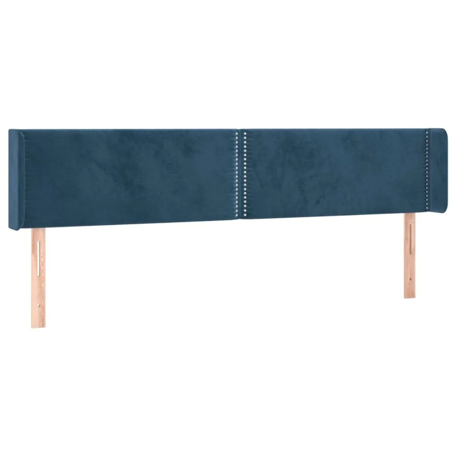 vidaXL LED Kopfteil aus Samt in Dunkelblau mit USB-Ladeport und integrierter Beleuchtung, B: 203 cm, T: 16 cm, H: 78-88 cm - Bild 2