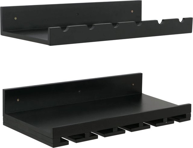 MCW 2er-Set Weinregal P22 Wandbar aus Kiefernholz in Schwarz für 6 Flaschen und 15 Gläser B: 61 cm, H: 28 cm - Bild 2