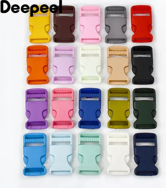 Deepeel 10er Set Kunststoff Schnallen für Rucksäcke und Gürtel, Breite: 1,5-3,0 cm, Farben: Beige und Mehrfarbig - Bild 1