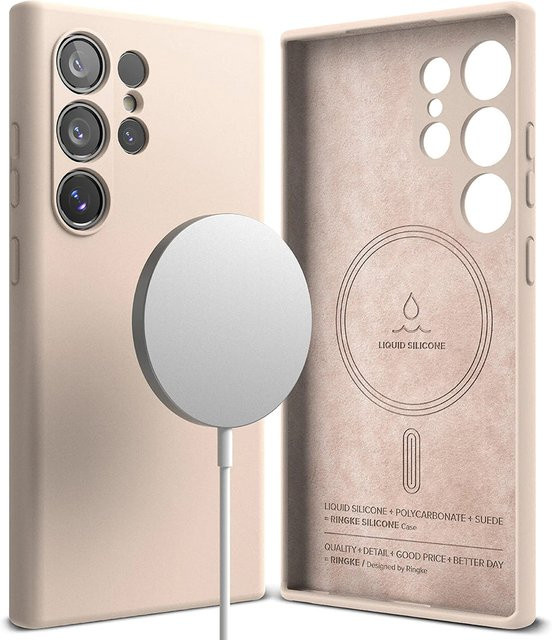 Ringke MagSafe Silikon-Schutzhülle für Samsung Galaxy S24 Ultra S928 in Pink und Beige - Bild 1