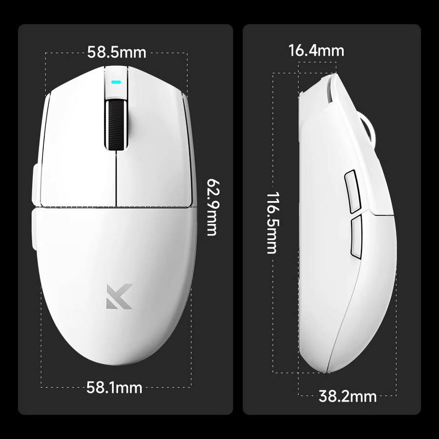 MCHOSE G3 V2 Kabellose Gaming-Maus mit PAW 3395 Sensor, Tri-Modus Verbindung, 800mAh Akku und Omron Mechanischen Schaltern in Silber - Bild 3
