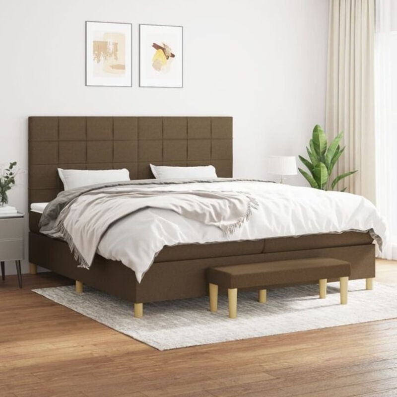 Vidaxl Boxspringbett mit Matratze aus Stoff in Braun, Modernes Polsterbett B/T: 200 x 200 cm - Bild 1