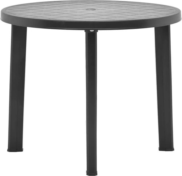 vidaXL Gartentisch aus Kunststoff in Anthrazit, runder Tisch für Garten und Terrasse, B/T/H: 89 x 89 x 72 cm - Bild 1