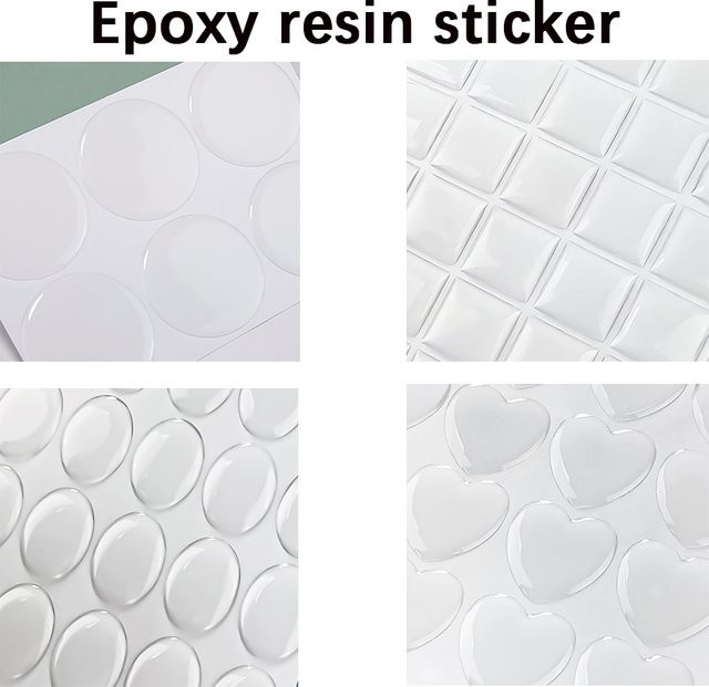 Selbstklebende 3D-Epoxid-Aufkleber in Transparent für DIY-Schmuckherstellung, verschiedene Formen wie Rund, Quadratisch, Herz und Oval - Bild 1