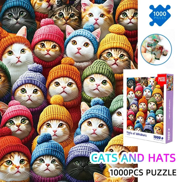 MaxRenard Sammlung bezaubernder Katzen in Hüten, Puzzle, 1000 Teile - Bild 1