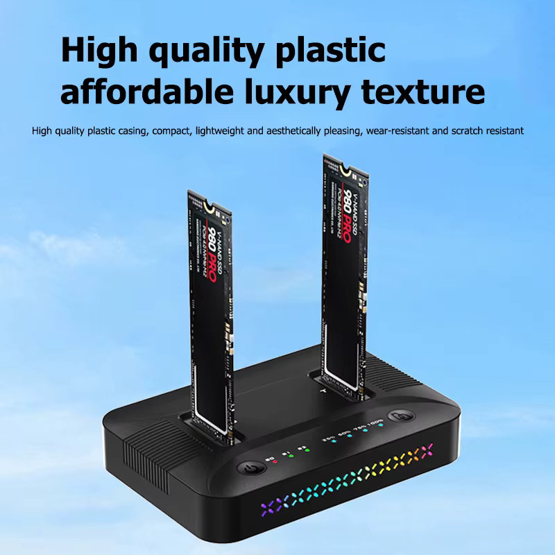 Kebidu M.2 NVMe/SATA Dual-Bay Festplatten-Dockingstation mit Offline-Clone-Funktion und USB 3.2 Gen2, Schwarz - Bild 4