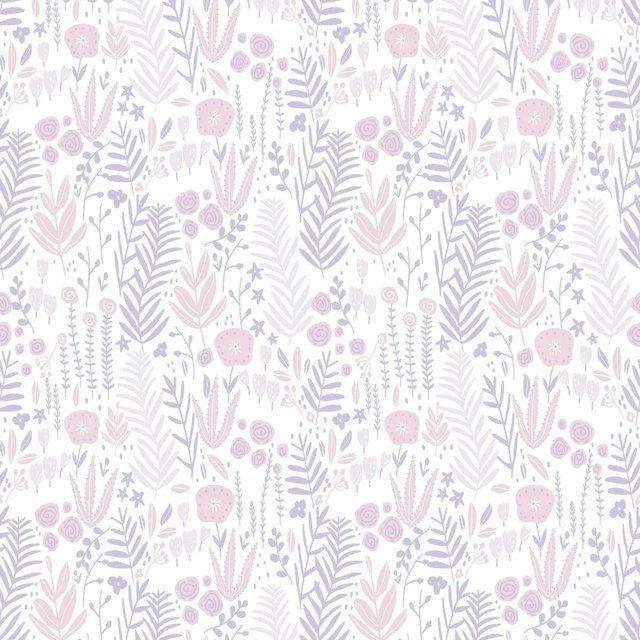 Profhome Kindertapete Blumen Motiv Matt Weiß Rosa Lila B: 0,53 m, L: 10,05 m - Bild 1
