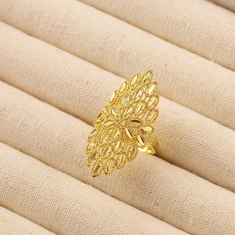 Huitan Ring, goldfarben, blattförmig, Damen - Bild 2