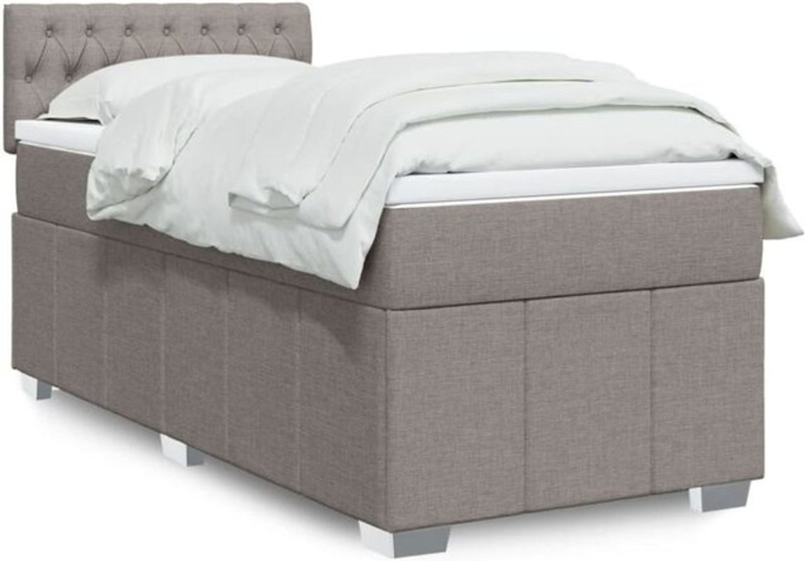 Vidaxl Boxspringbett mit Matratze in Taupe aus Stoff, B/T: 100 x 200 cm - Bild 1