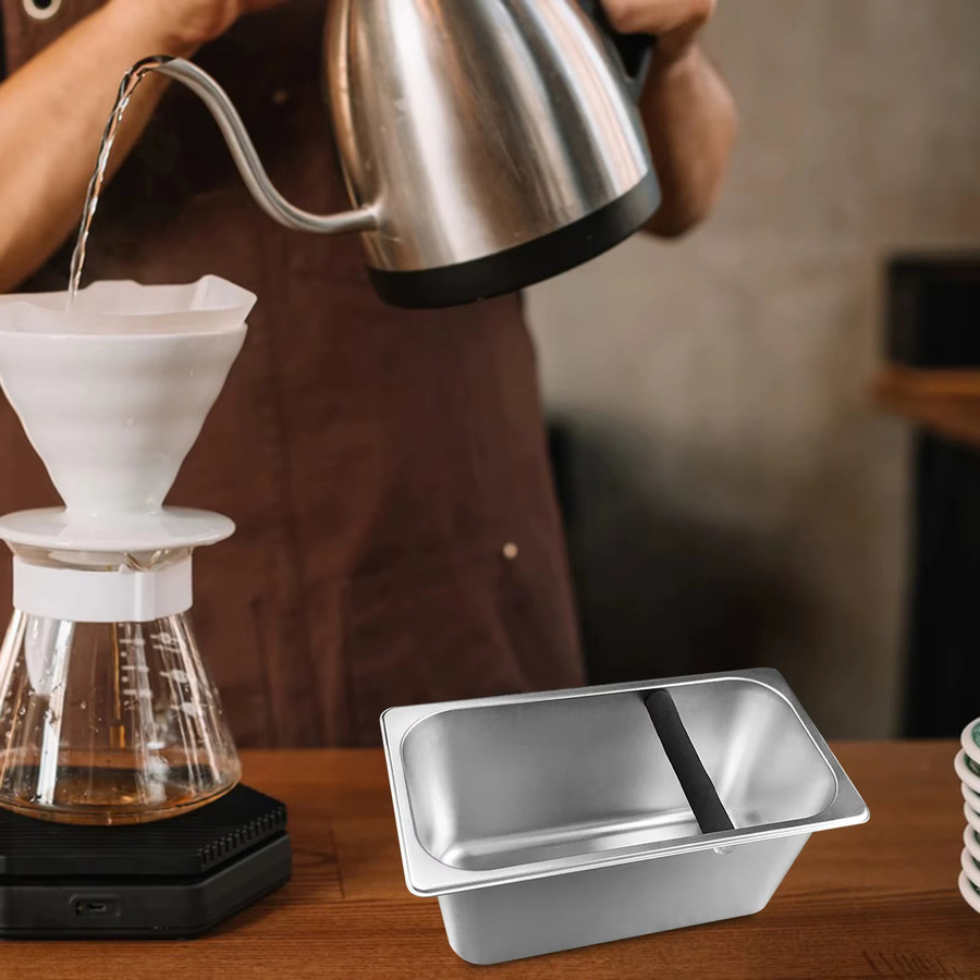 KEMORELA Tragbarer Edelstahl-Kaffeesatzbehälter in Silber für Espressomaschinen - Bild 2