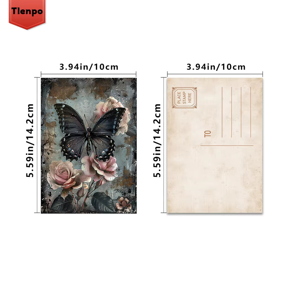 32-teiliges Gothic Schmetterlings Feen Postkarten-Set in Multicolour aus hochwertigem Papier im Vintage-Stil - Bild 1