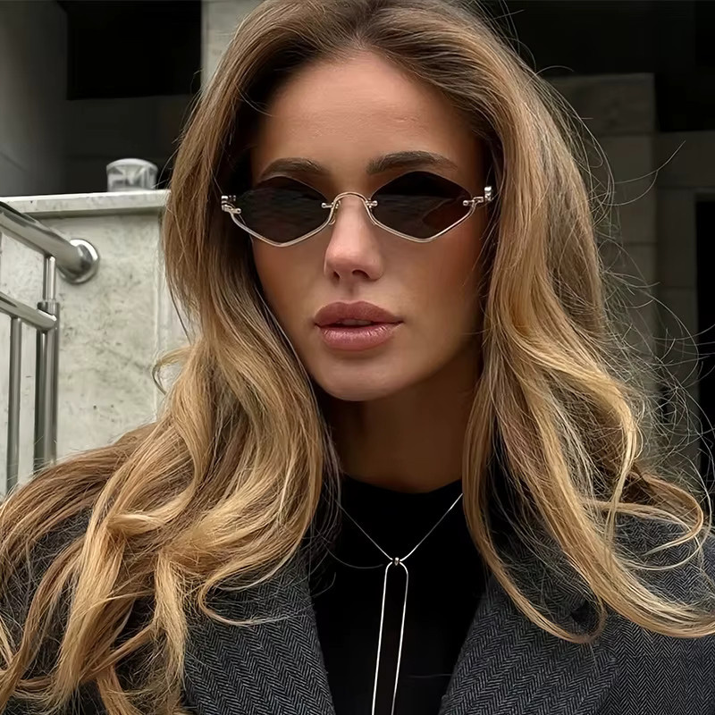 Hindfield Sonnenbrille, Hexagonal, Halbrand, Metall, Unisex - Bild 3
