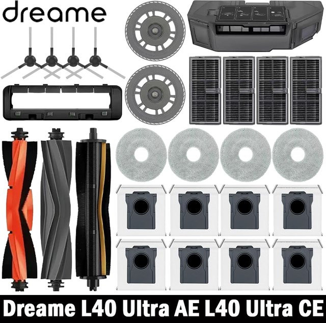 Dreame L40 Ultra AE / L40 Ultra CE Roboterstaubsauger Zubehör-Set mit Hauptbürsten, Seitenbürsten, Wischtüchern, HEPA-Filtern und Staubbeuteln in Multicolour - Bild 1