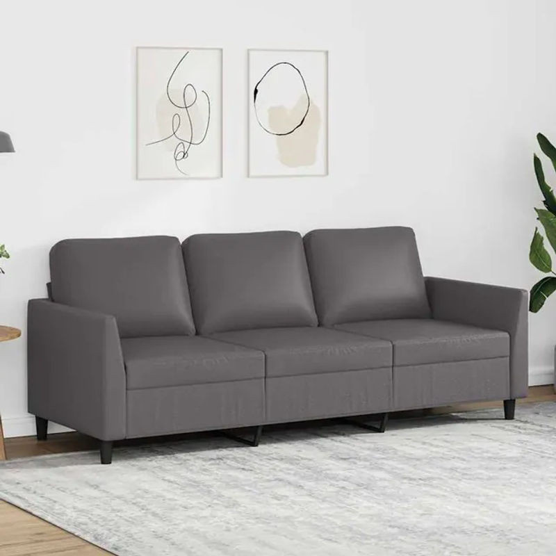 Vidaxl 3-Sitzer Sofa Modern in Grau aus Kunstleder, Breite: 180 cm - Bild 1
