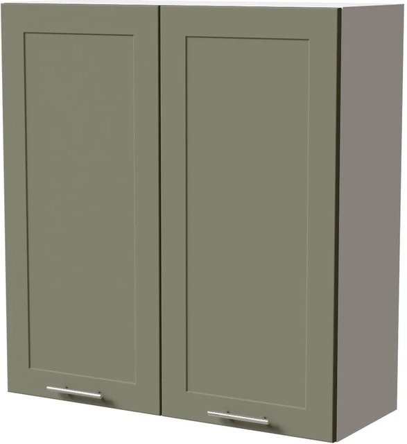 Feldmann-Wohnen Hängeschrank Oslo W4 Küchenschrank in Weiß und Reed Green Matt, B/T/H: 90 x 32,5 x 96 cm - Bild 1