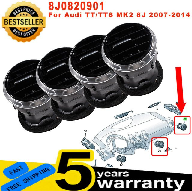Lüftungsgitter für Audi TT/TTS Mk2 Mittelkonsole Klimaanlage Heizung Diffusor SECPZ Schwarz 8J0820901 - Bild 1