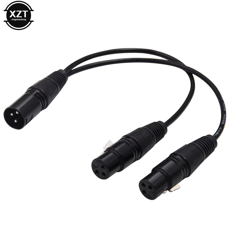 WYMECT 3-Pin XLR Stecker auf Dual Weibliche Jack Y Splitter Adapter Verlängerung für Mikrofon und DJ Equipment, Schwarz - Bild 4