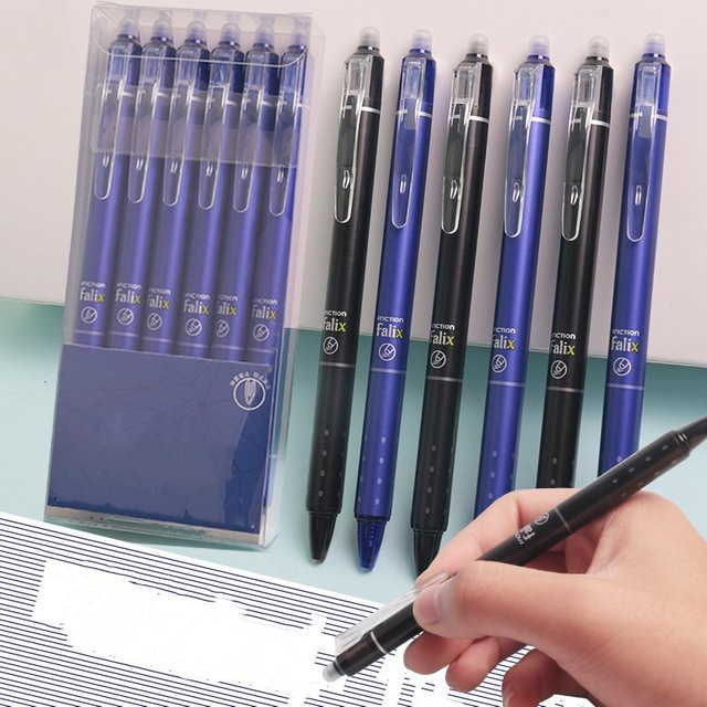 12 Stück löschbare Gelstifte mit 0,5 mm Spitze in Schwarz und Blau inklusive Nachfüllstäben - Bild 1
