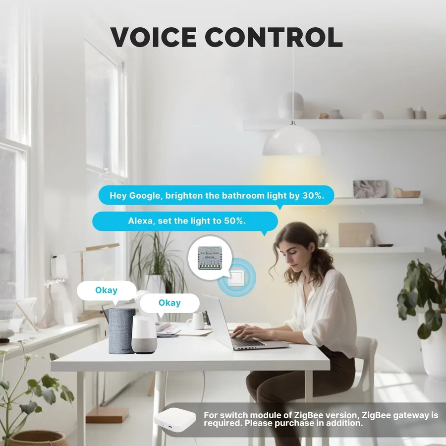 MOES Tuya Mini Smart Switch DIY Modul in Weiß mit WiFi und Zigbee zur Steuerung von Lichtschaltern via App, kompatibel mit Amazon Alexa und Google Assistant - Bild 3