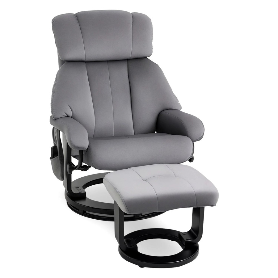 HOMCOM Massagesessel mit Liegefunktion und Hocker in Grau mit Samtbezug, B/T/H: 76 x 80 x 102 cm - Bild 2
