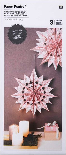 Rico Design Paper Poetry Bastelset Jolly Christmas Papiertüten-Sterne in Rosa - Bild 1