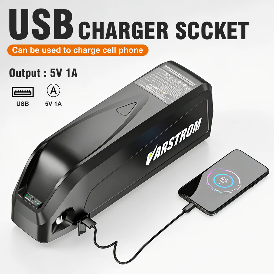 Hailong Elektroboot-Batterie 48 V / 52 V mit 21700 Zellen und 30 A BMS als Unterrohrbatterie für E-Bike Motoren von 250 W bis 1600 W in Schwarz - Bild 2