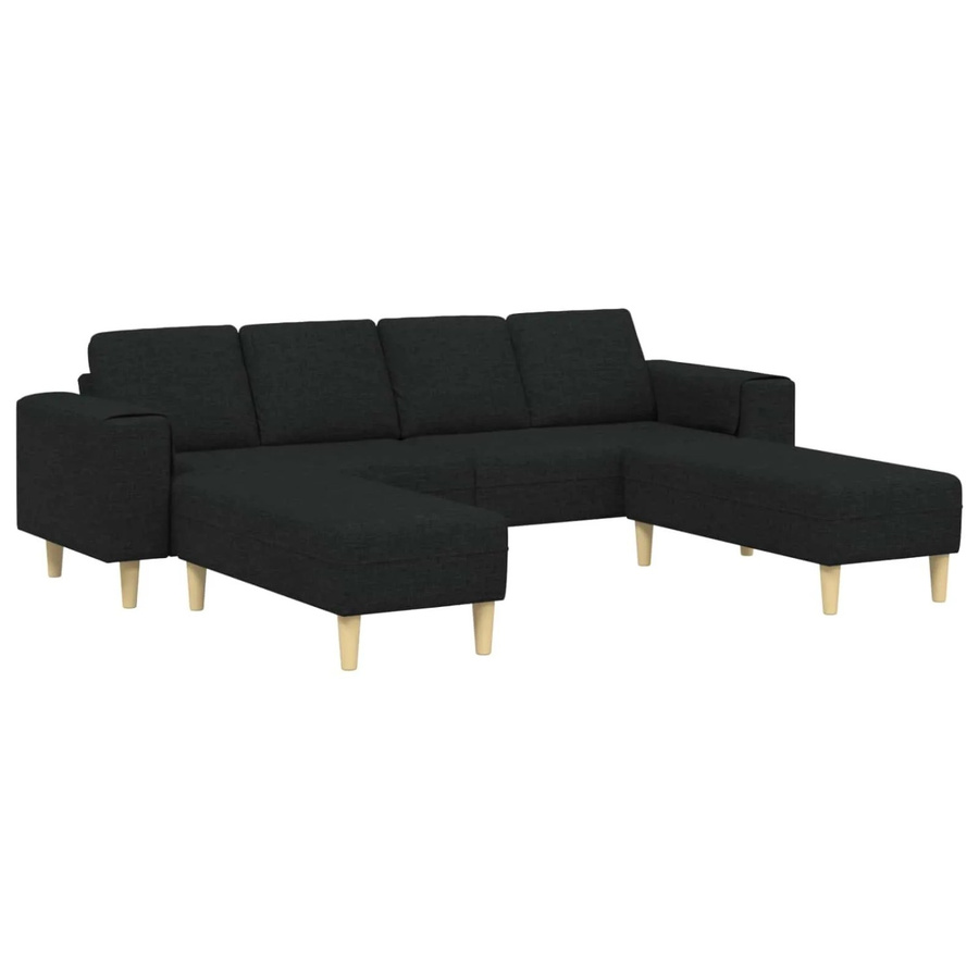 vidaXL Wohnzimmer Couch Set 3-teilig in Schwarz, modernes U-Shape Sofa mit Stoffbezug und Schaumstofffüllung - Bild 2